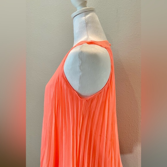 Ontwelfth Halter Style Sleeveless Pleated Blouse - Bright Coral - Picture 2 of 10